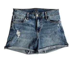 Kut from the Kloth Denim Shorts Women Size 6 Blue Distressed Roll Cuff